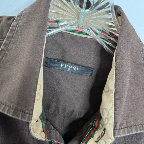 Gucci Shirt Men’s Small Vintage Brown Button Up Short Sleeve B17 - Picture 2 of 11